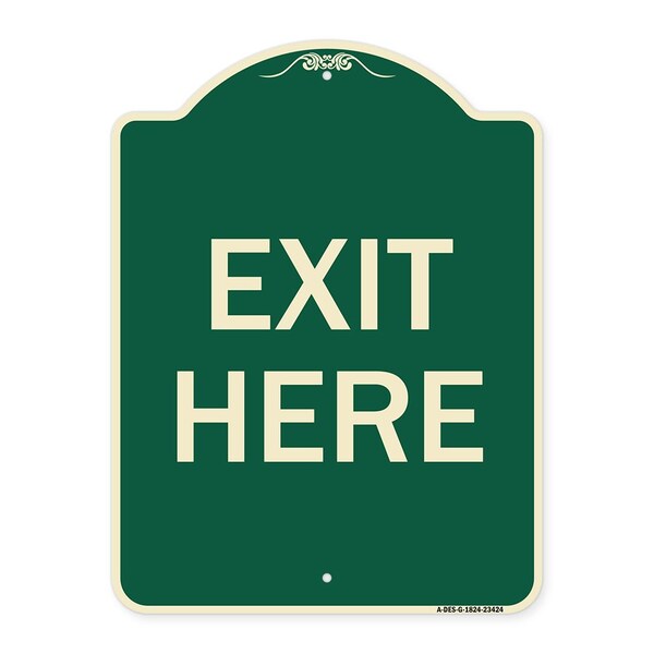 Parking Lot Exit Here Heavy-Gauge Aluminum Architectural Sign, 18" L, 24" H, G-1824-23424